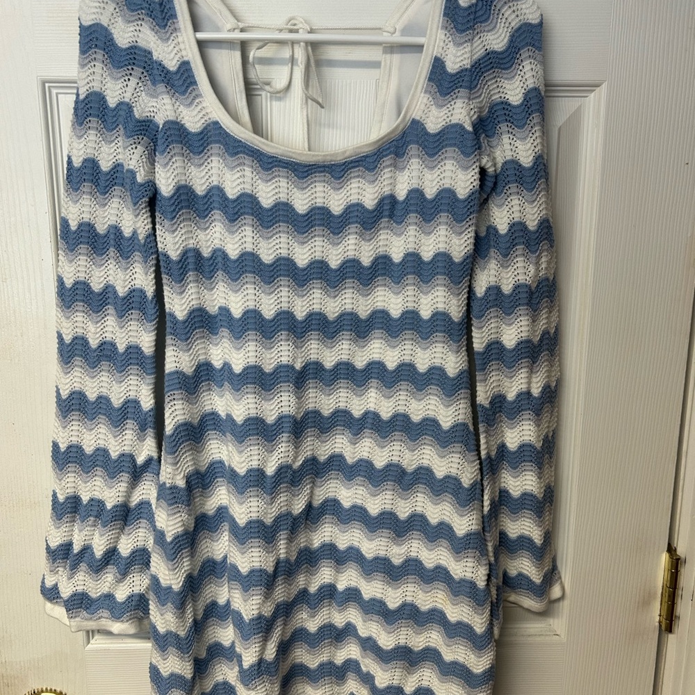 Hollister Cream and Gray Knit Dress